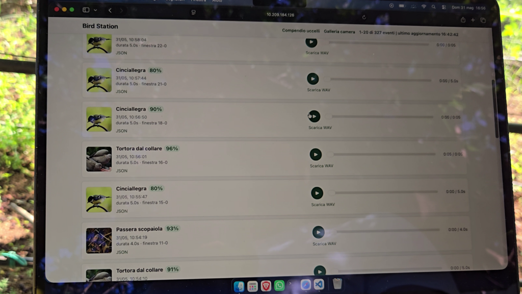 Interfaccia di monitoraggio e riconoscimento.